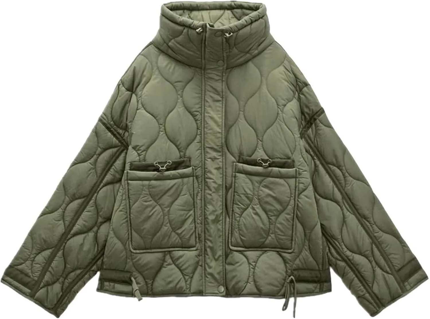 Women's Oversized Lightweight Quilted Jacket Fashion Cropped Thermal Padded Coat 2024 Winter Daily Casual Sport Outwear