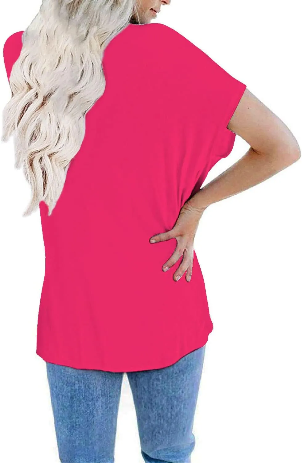 Womens Oversized Tops Crew Neck Short Sleeve T Shirts Loose fit Tunic
