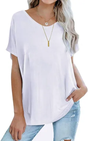 Womens Oversized Tops Crew Neck Short Sleeve T Shirts Loose fit Tunic