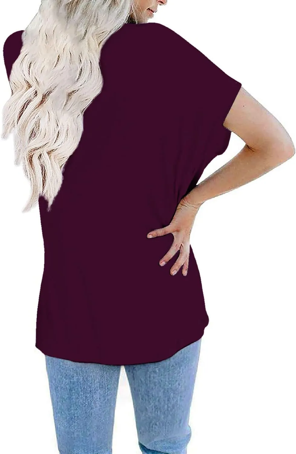 Womens Oversized Tops Crew Neck Short Sleeve T Shirts Loose fit Tunic