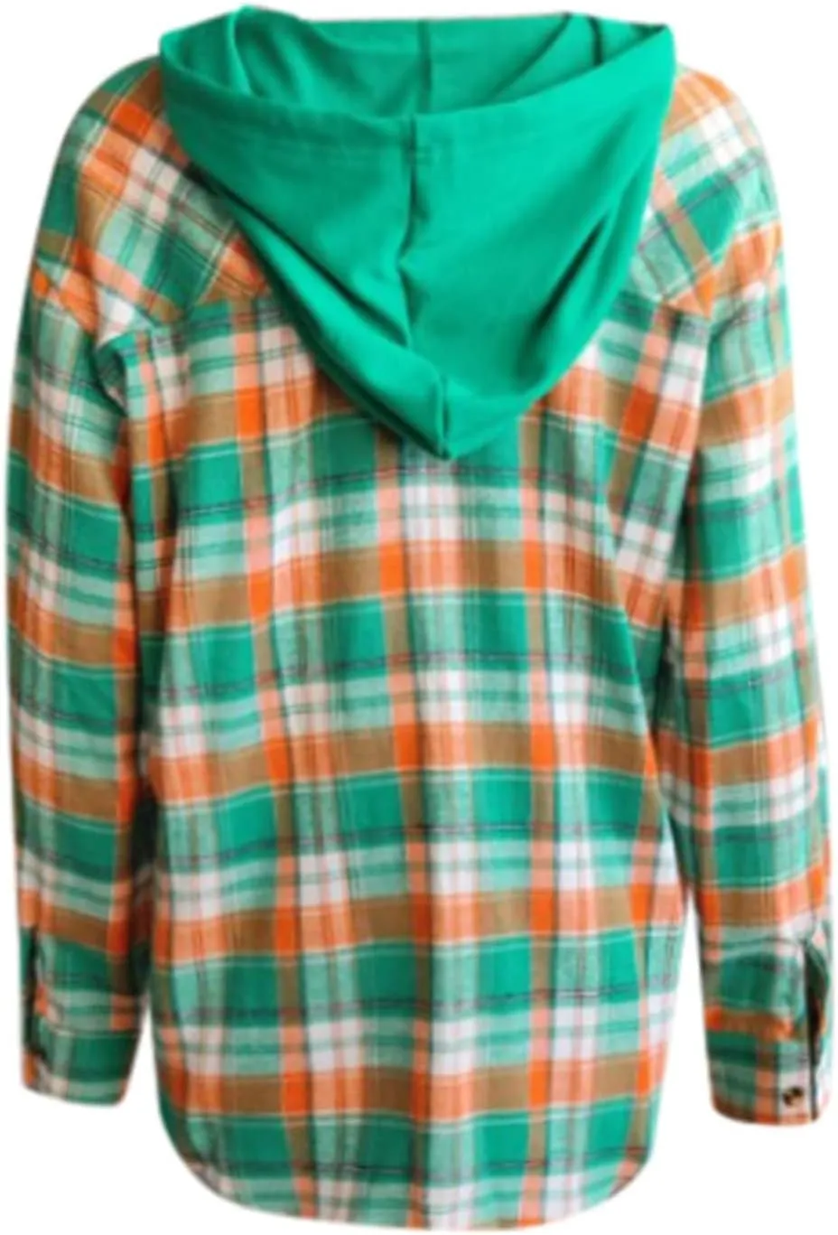 Womens Plaid Jacket Casual Button Down Checkered Hooded Jackets Oversized Loose Lightweight Shackets Outerwear