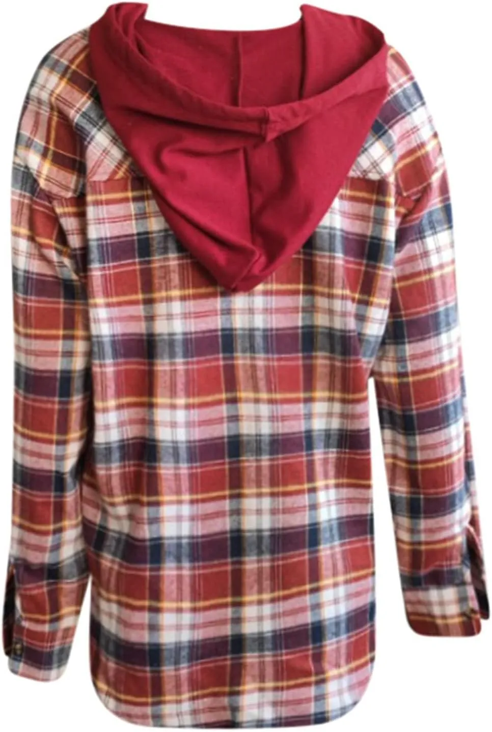 Womens Plaid Jacket Casual Button Down Checkered Hooded Jackets Oversized Loose Lightweight Shackets Outerwear