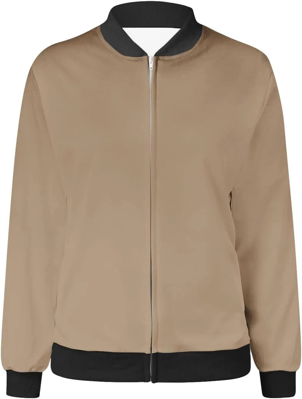 Womens Plus Size Long Sleeve Lightweight Zip Up Oversized Outerwear Windbreaker Casual Striped Bomber Jackets Coat