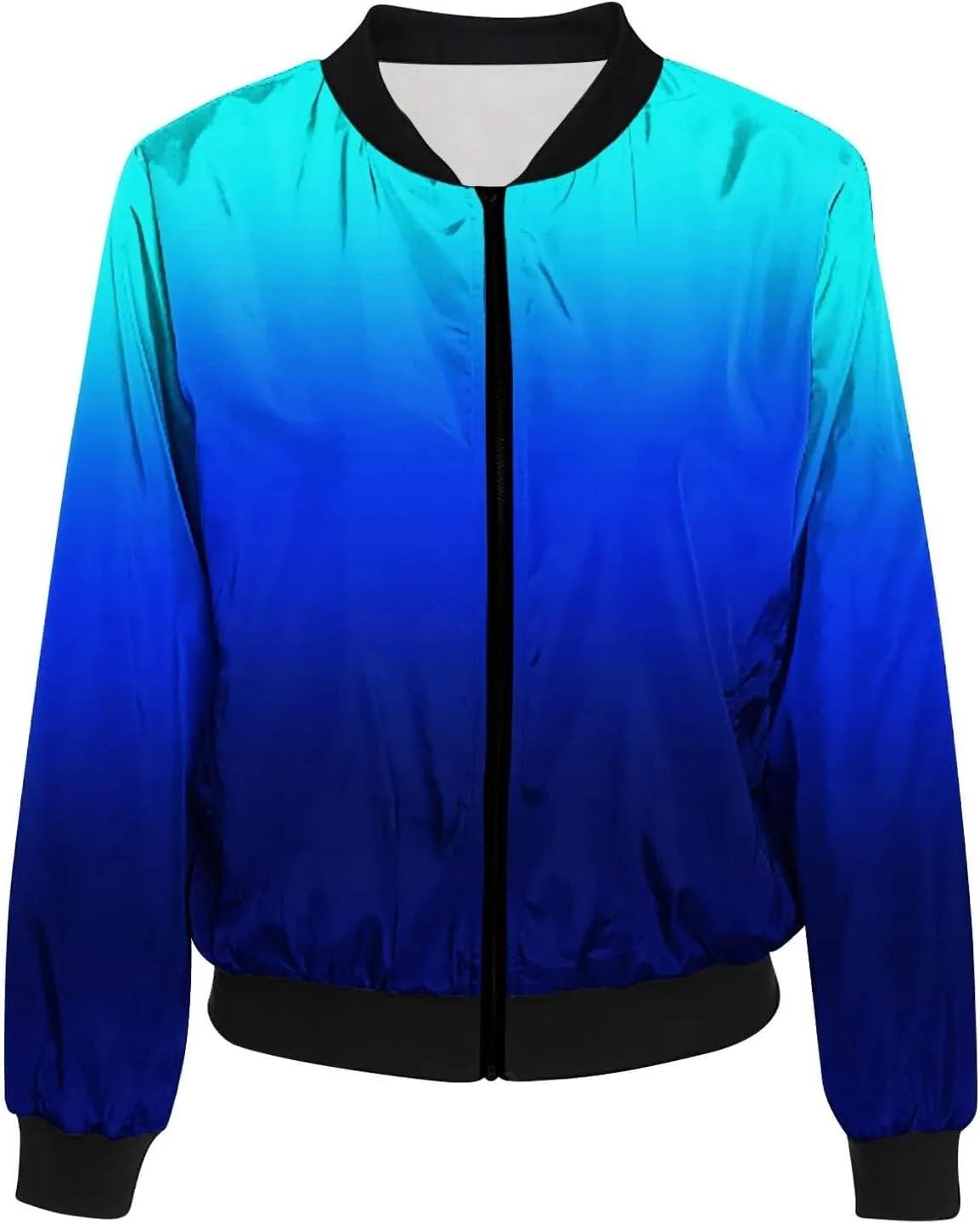 Womens Plus Size Long Sleeve Lightweight Zip Up Oversized Outerwear Windbreaker Casual Striped Bomber Jackets Coat