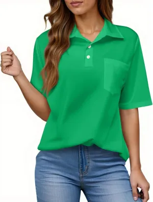 Womens Polo Shirts Short Sleeve Button Collared Golf Tops Casual Tennis Workout Business Dressy Summer Blouse Tees