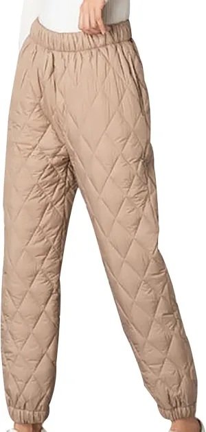 Women's Puffer Pants Elastic Waist Oversized Cinch Bottom Quilted Pants Winter Warm High Rise Lounge Trouser Pants