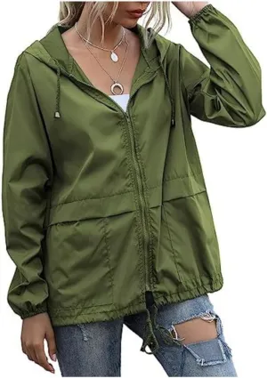 Women's Raincoat Spring Jackets Waterproof Raincoat Running Rain Jacket Adjustable Lightweight Windbreaker