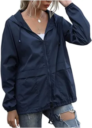Women's Raincoat Spring Jackets Waterproof Raincoat Running Rain Jacket Adjustable Lightweight Windbreaker