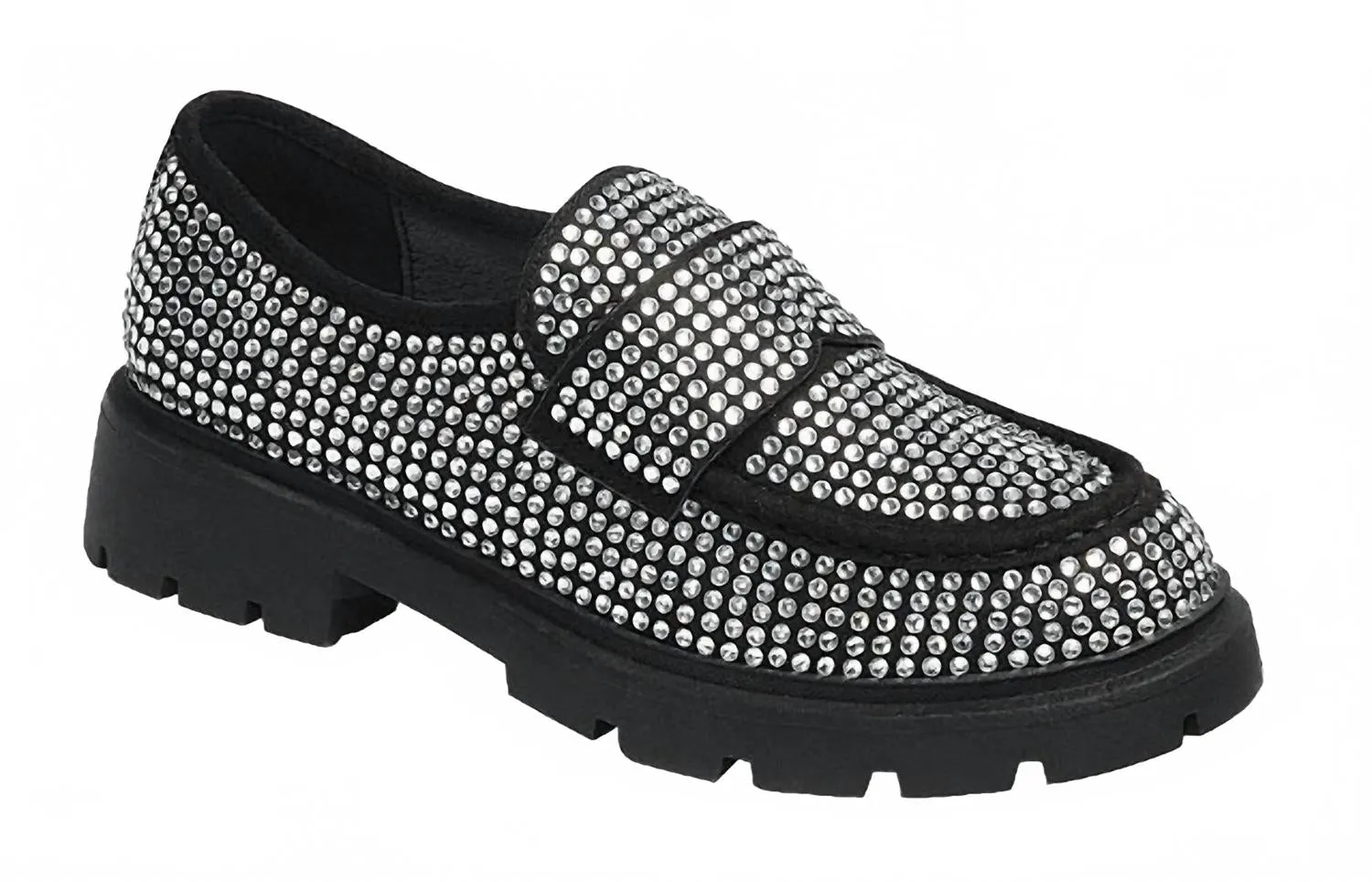 Relaxed Walk Women's Rhinestone Loafers In Silver/black
