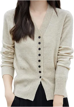 Women's Ribbed Knit Cardigan Sweaters Fashion Casual V-Neck Knitted Sweater Top Casual Lightweight Soft Sweater Coat
