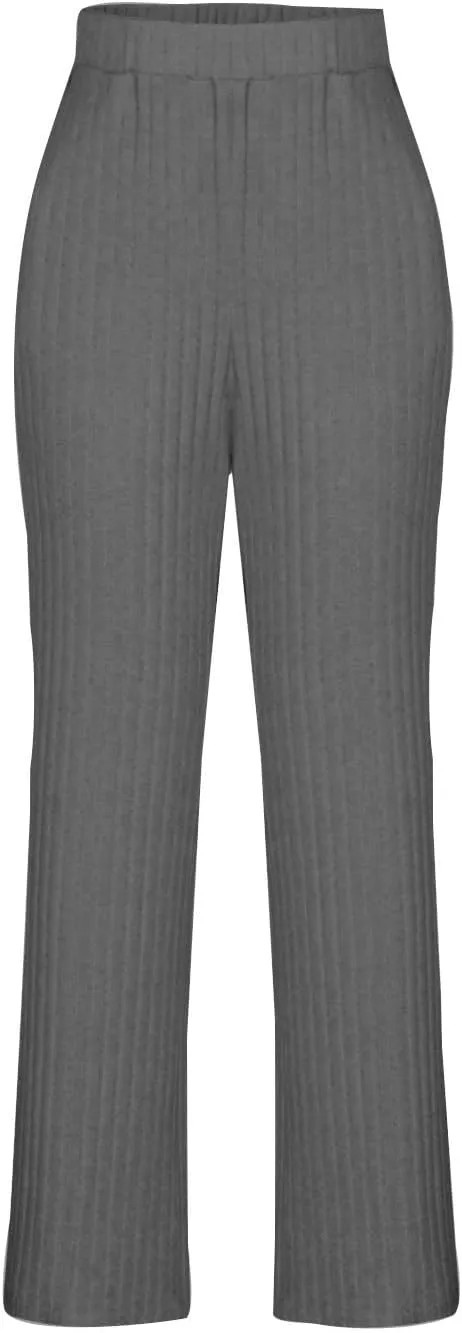 Womens Ribbed Knit Sweater Sets 2 Piece Outfits Lounge Sets Winter Cozy Fuzzy Warm Pajamas Loose Fit Sweater and Pant