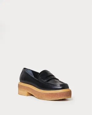 Women's Rikki Black Platform Loafer Grip Walk Heel Clear