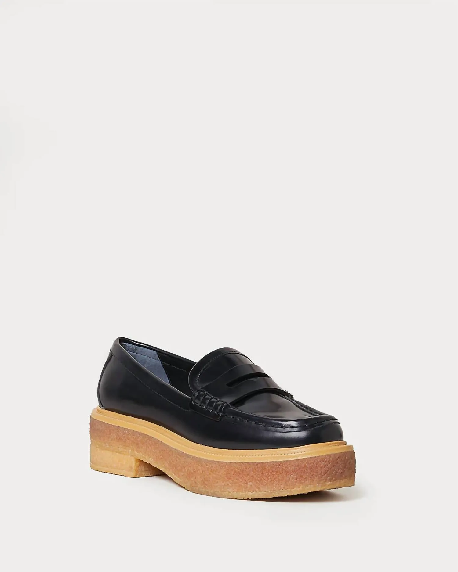 Women's Rikki Black Platform Loafer Grip Walk Heel Clear