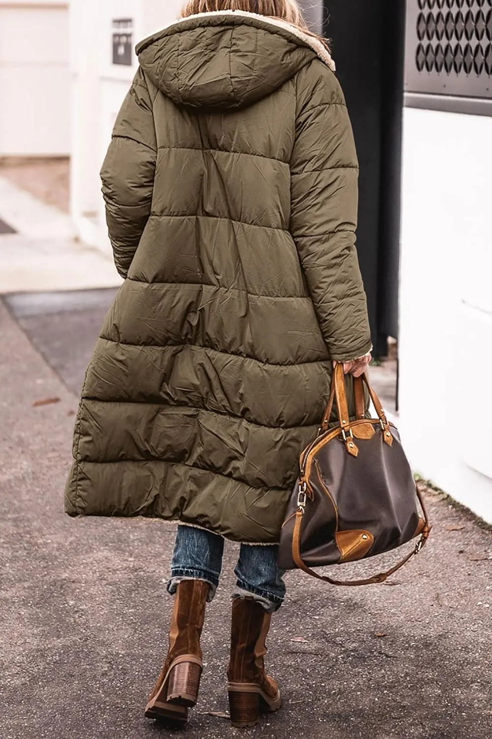 Women's Sherpa Fleece Jacket 2023 Winter Fashion Long Coats Reversible Shearling Lined Outerwear Overcoat with Pockets