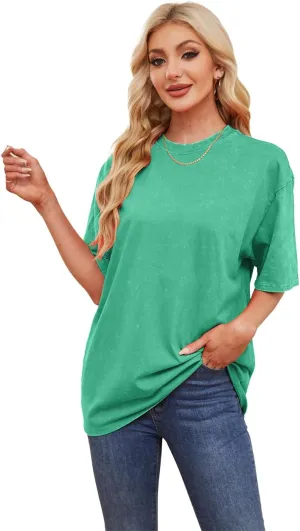 Womens Short Sleeve T-Shirts 100% Cotton Loose Fit