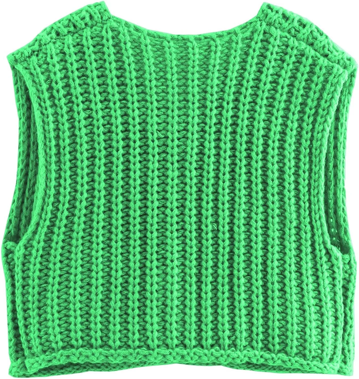 Womens Sleeveless Crop Knit Cardigan Vests Button Down Trendy Open Front Sweater Vests Dressy Tops with Pockets