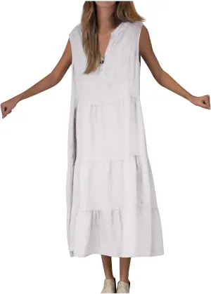 Womens Square Neck Dress Trendy Cotton Casual Loose Shift Tunic Smock Summer Dresses Vacation Sleeveless Dress