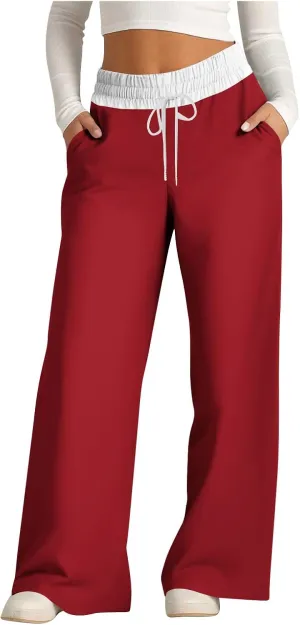 Womens Straight Leg Sweatpants Fall Plus Size Wide Leg Lounge Pants Terndy Fall Fashion Sweatpants with Pockets
