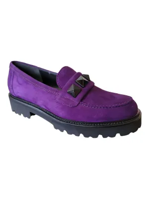 Women's Studded Loafers In Purple Suede Move Power All Season