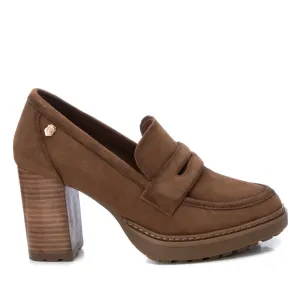 Women's Suede Heeled Loafers In Khaki Simple Slip-on Comfort