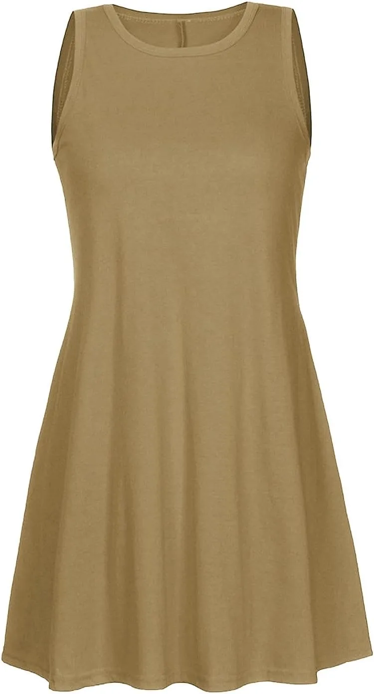 Women's Summer Casual Dress Sleeveless Round Neck A-Line Dress for Beach Vocation Travelling Outfits 2025 Trendy