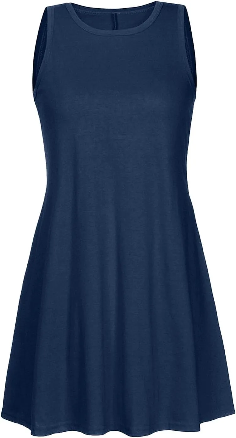 Women's Summer Casual Dress Sleeveless Round Neck A-Line Dress for Beach Vocation Travelling Outfits 2025 Trendy