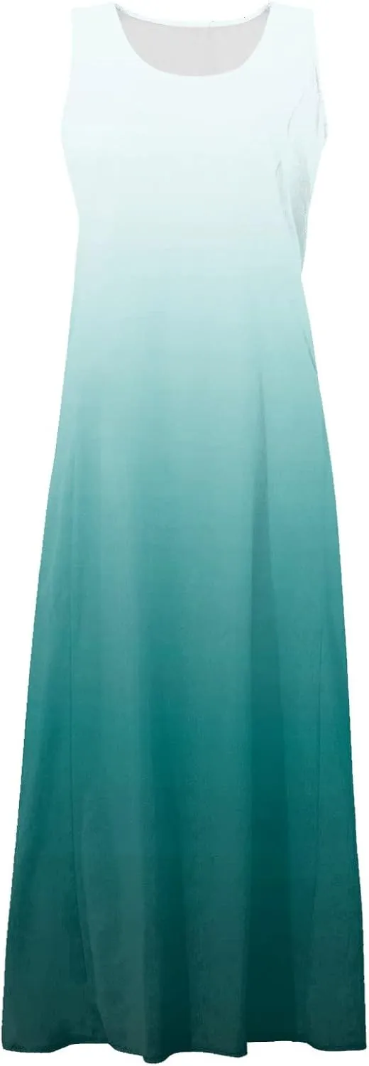 Women's Summer Cotton Linen Dress Sleeveless Elegant Flowy Dresses 2025 Plus Size Loose Comfy Dress with Pockets