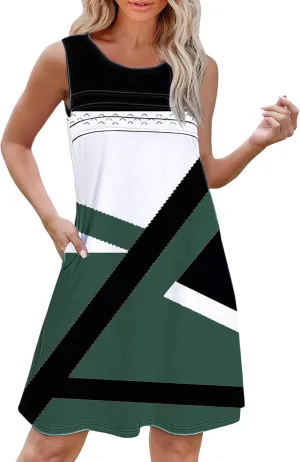 Womens Summer Dresses 2025 Womens with Pockets Summer Casual Tank Dress Sleeveless Midi Beach Dress Sundress Cotton