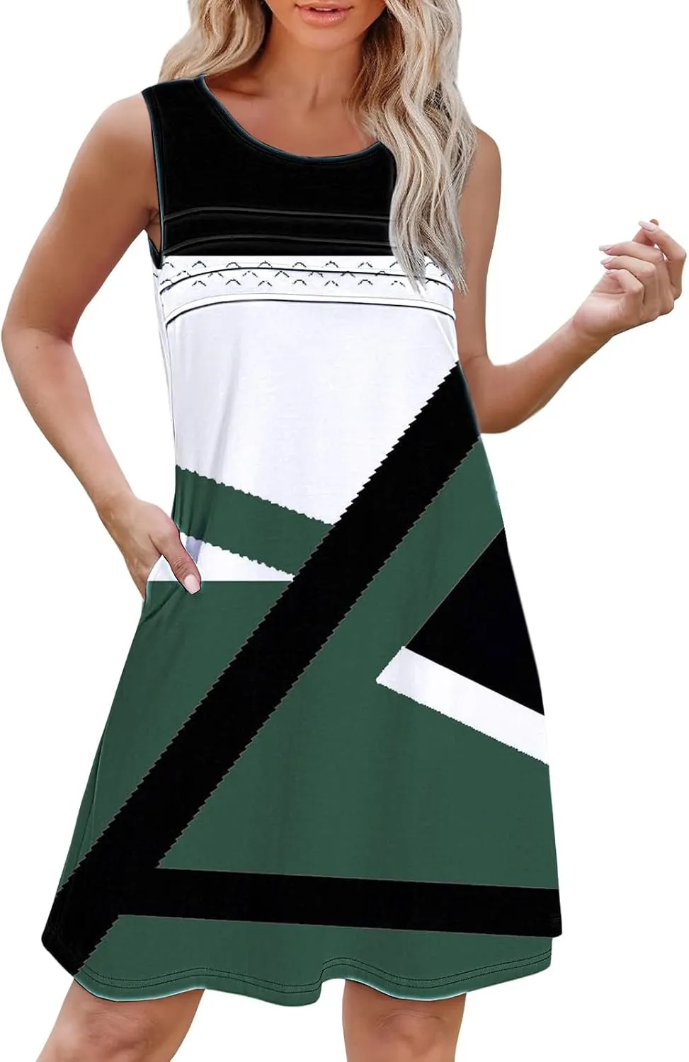Womens Summer Dresses 2025 Womens with Pockets Summer Casual Tank Dress Sleeveless Midi Beach Dress Sundress Cotton