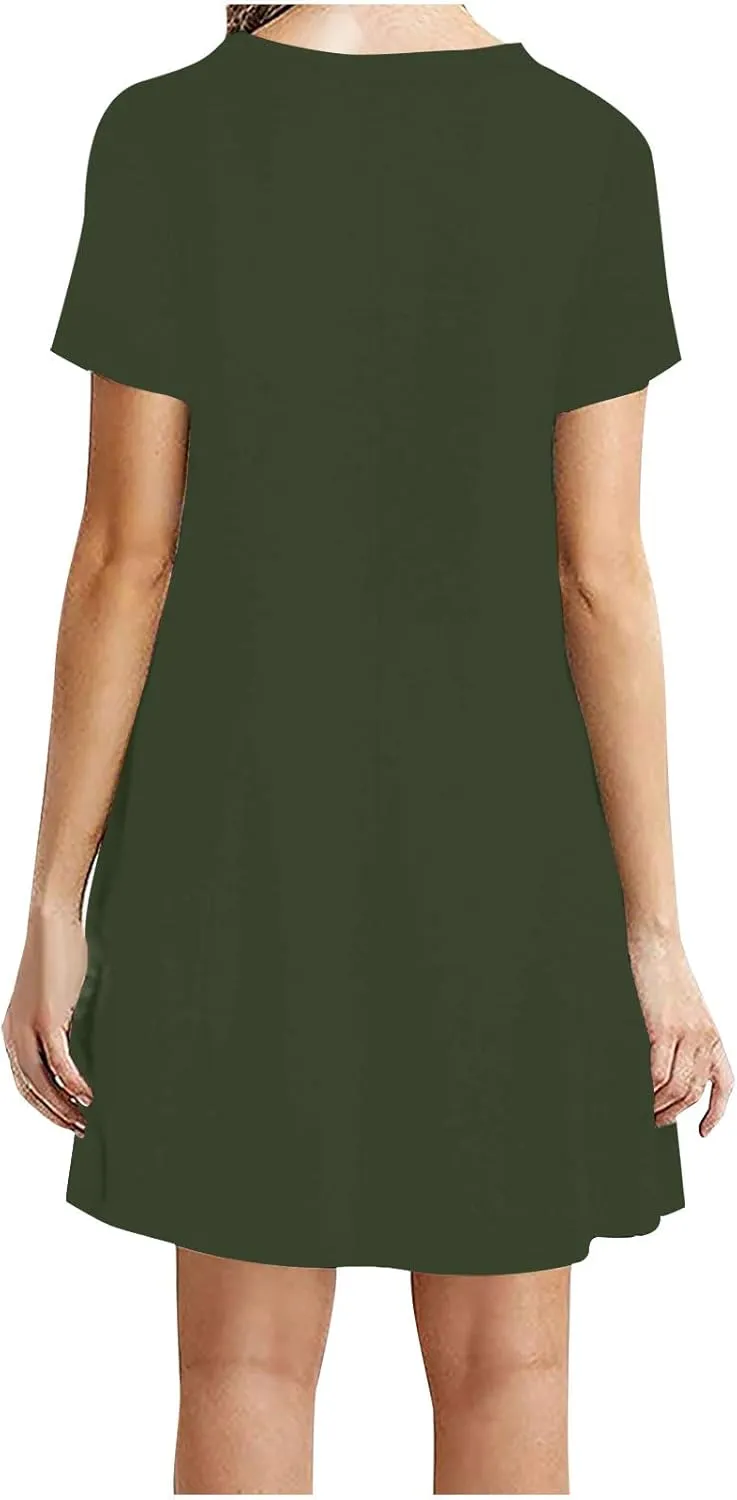 Womens Summer Dresses Solid Short Sleeve Loose Coverup Mini Shirt Dresses Pretty Garden Skirt for Women 2025 Clothes