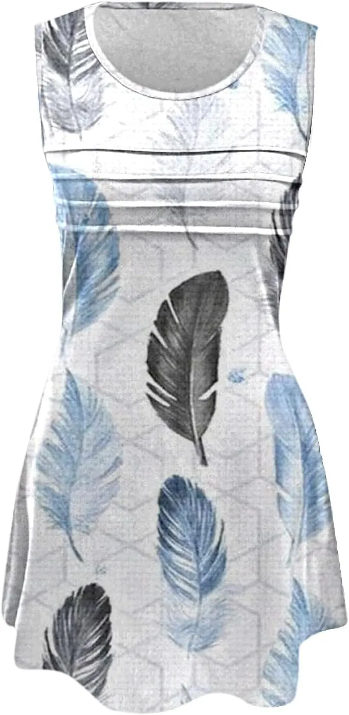 Women's Summer Dresses Womens with Pockets Summer Casual Tank Dress Sleeveless Midi Beach Dress Cotton Midi Sundress