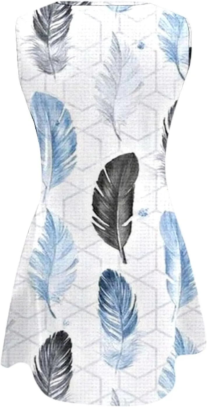 Women's Summer Dresses Womens with Pockets Summer Casual Tank Dress Sleeveless Midi Beach Dress Cotton Midi Sundress
