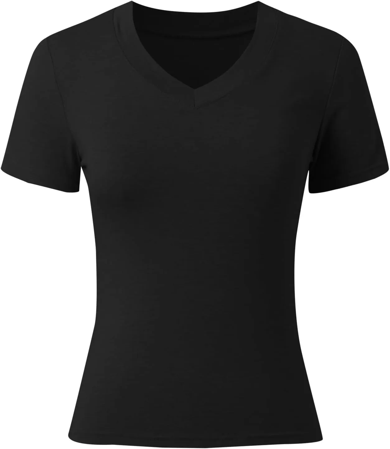 Womens Summer Sexy Short Sleeve Tshirt Tops Deep V Neck Shirts Casual Slim Fit Basic T-Shirt Tee