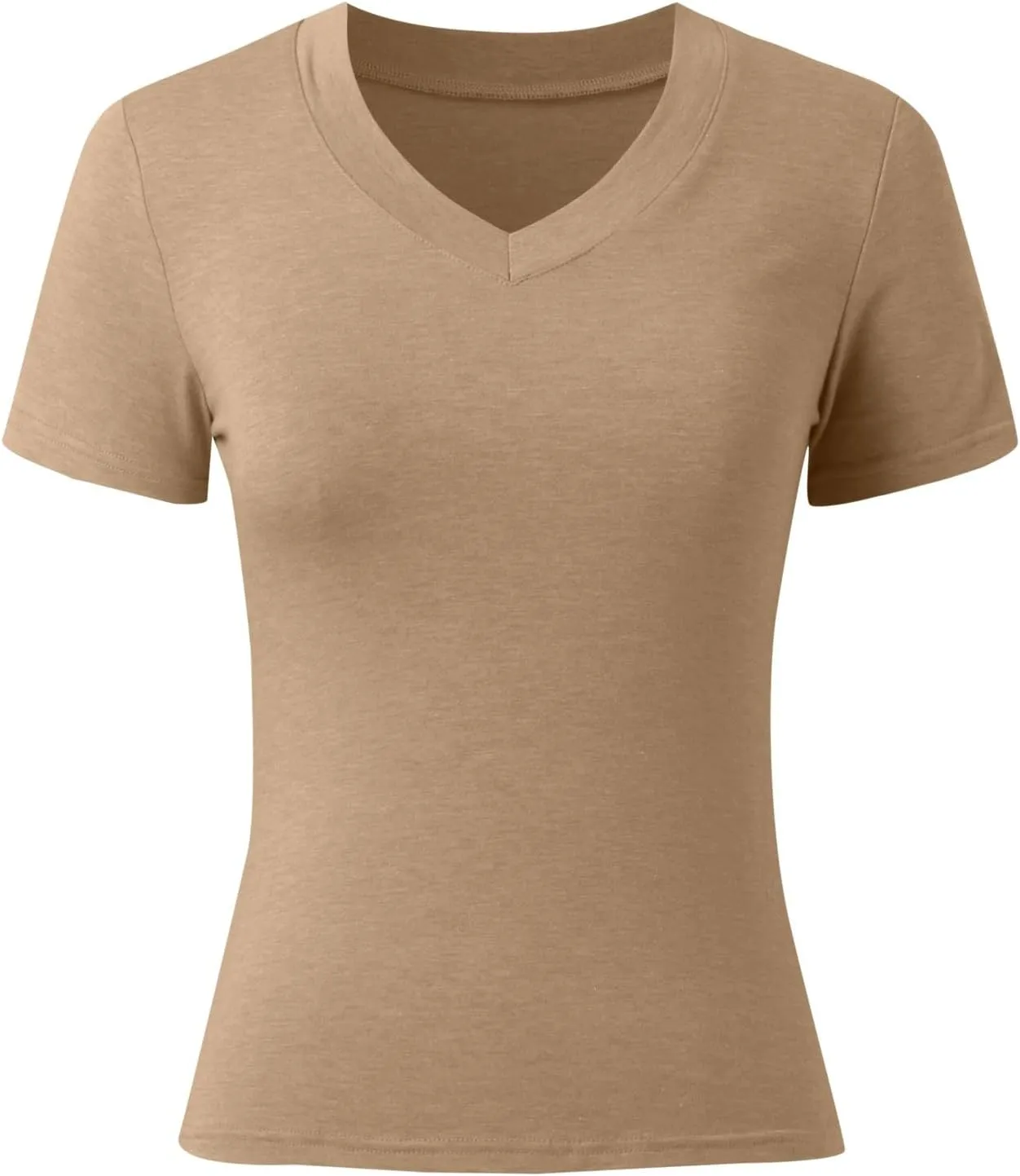 Womens Summer Sexy Short Sleeve Tshirt Tops Deep V Neck Shirts Casual Slim Fit Basic T-Shirt Tee