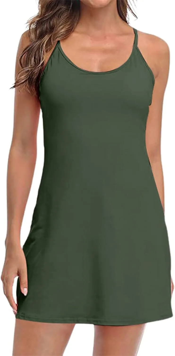 Womens Summer Tennis Dress Loose Square Neck Sleeveless Dress Fashion Casual Fit Flowy Skirt Travel Vacation Outfits