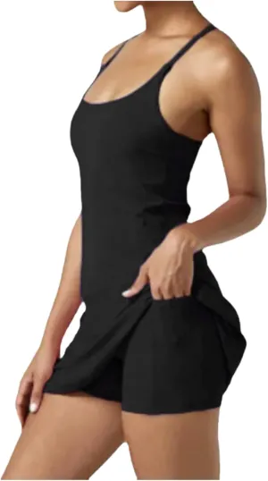 Womens Summer Tennis Dress Loose Square Neck Sleeveless Dress Fashion Casual Fit Flowy Skirt Travel Vacation Outfits