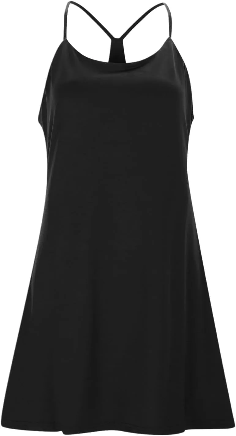 Womens Summer Tennis Dress Loose Square Neck Sleeveless Dress Fashion Casual Fit Flowy Skirt Travel Vacation Outfits