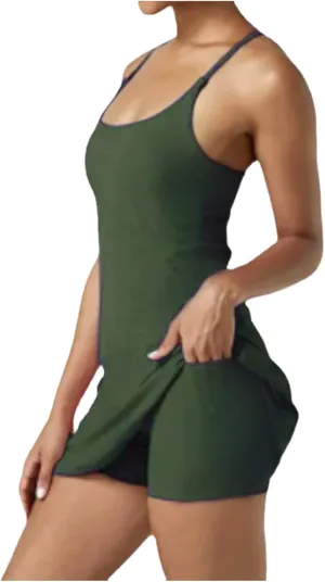 Womens Summer Tennis Dress Loose Square Neck Sleeveless Dress Fashion Casual Fit Flowy Skirt Travel Vacation Outfits