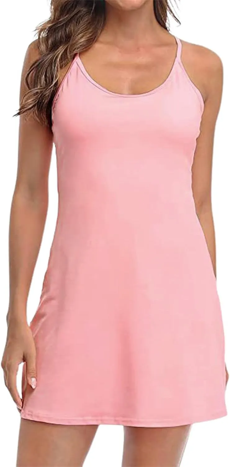 Womens Summer Tennis Dress Loose Square Neck Sleeveless Dress Fashion Casual Fit Flowy Skirt Travel Vacation Outfits
