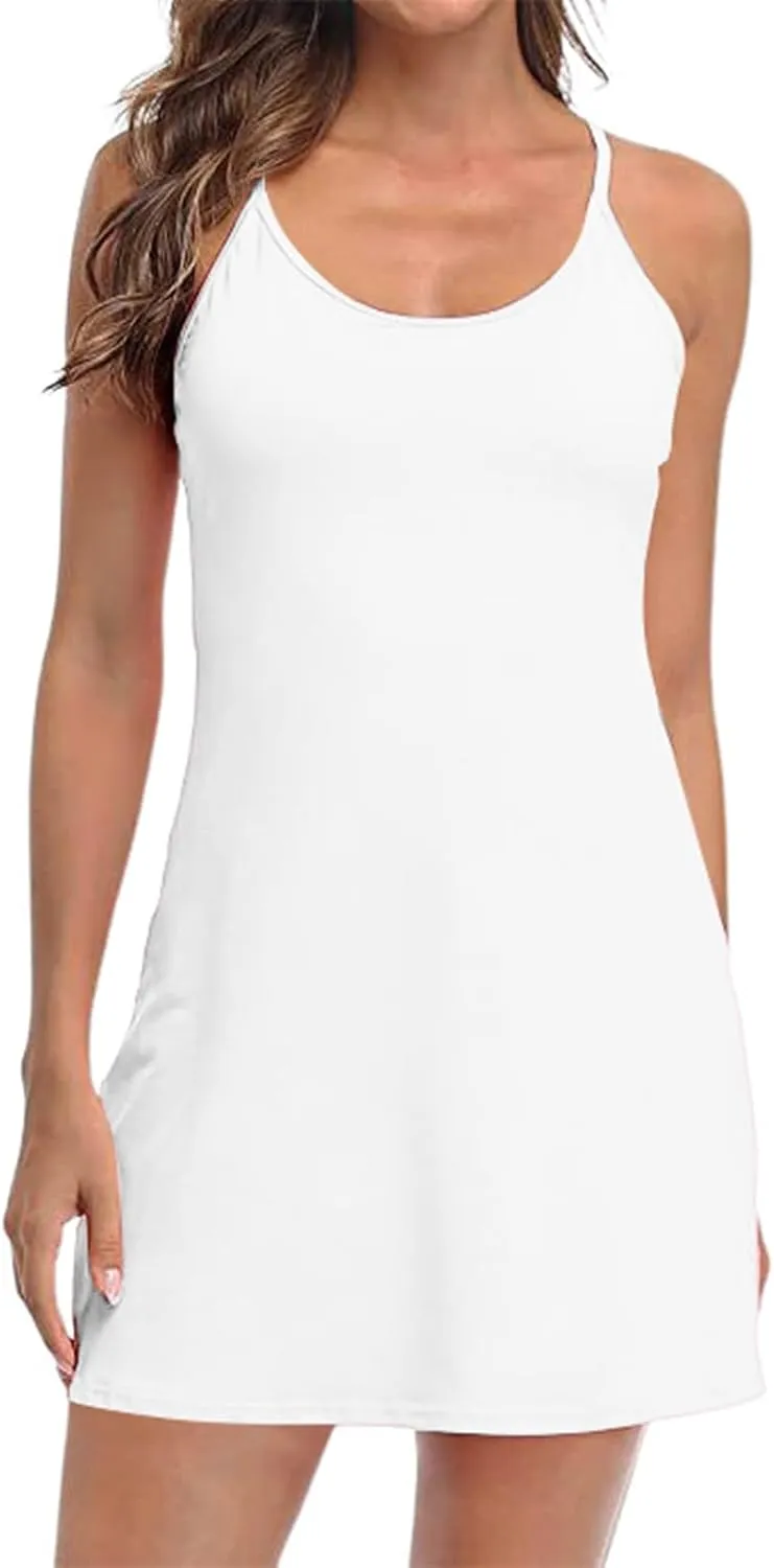 Womens Summer Tennis Dress Loose Square Neck Sleeveless Dress Fashion Casual Fit Flowy Skirt Travel Vacation Outfits