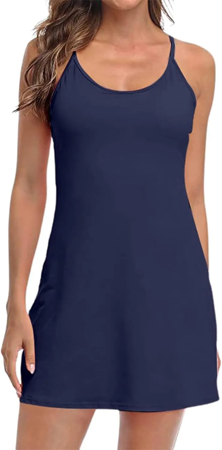 Womens Summer Tennis Dress Loose Square Neck Sleeveless Dress Fashion Casual Fit Flowy Skirt Travel Vacation Outfits