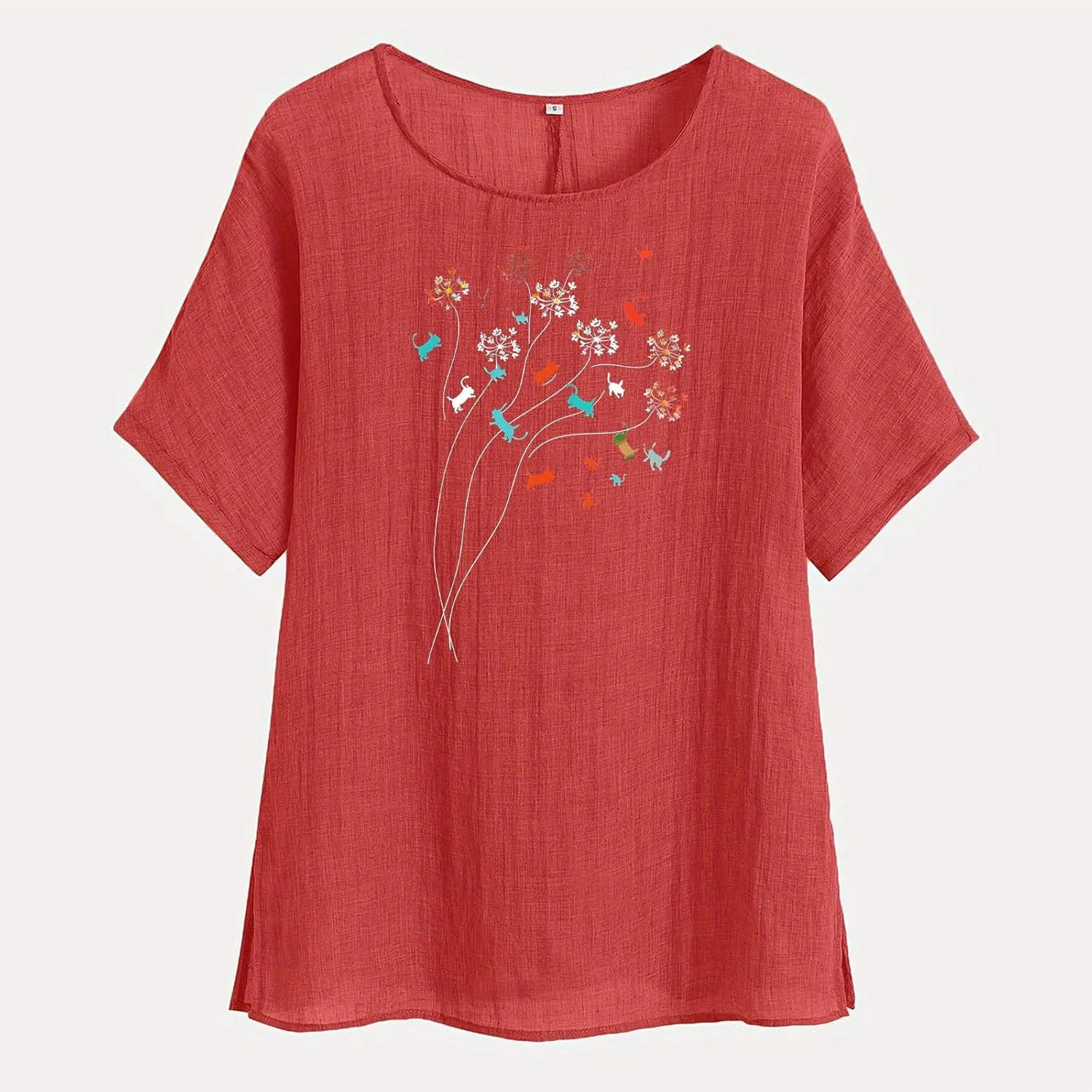 Womens Summer Tops Cotton Linen T-Shirts Trendy Dressy Butterfly Graphic Tees Short Sleeve Blouse Holiday Comfy Shirts