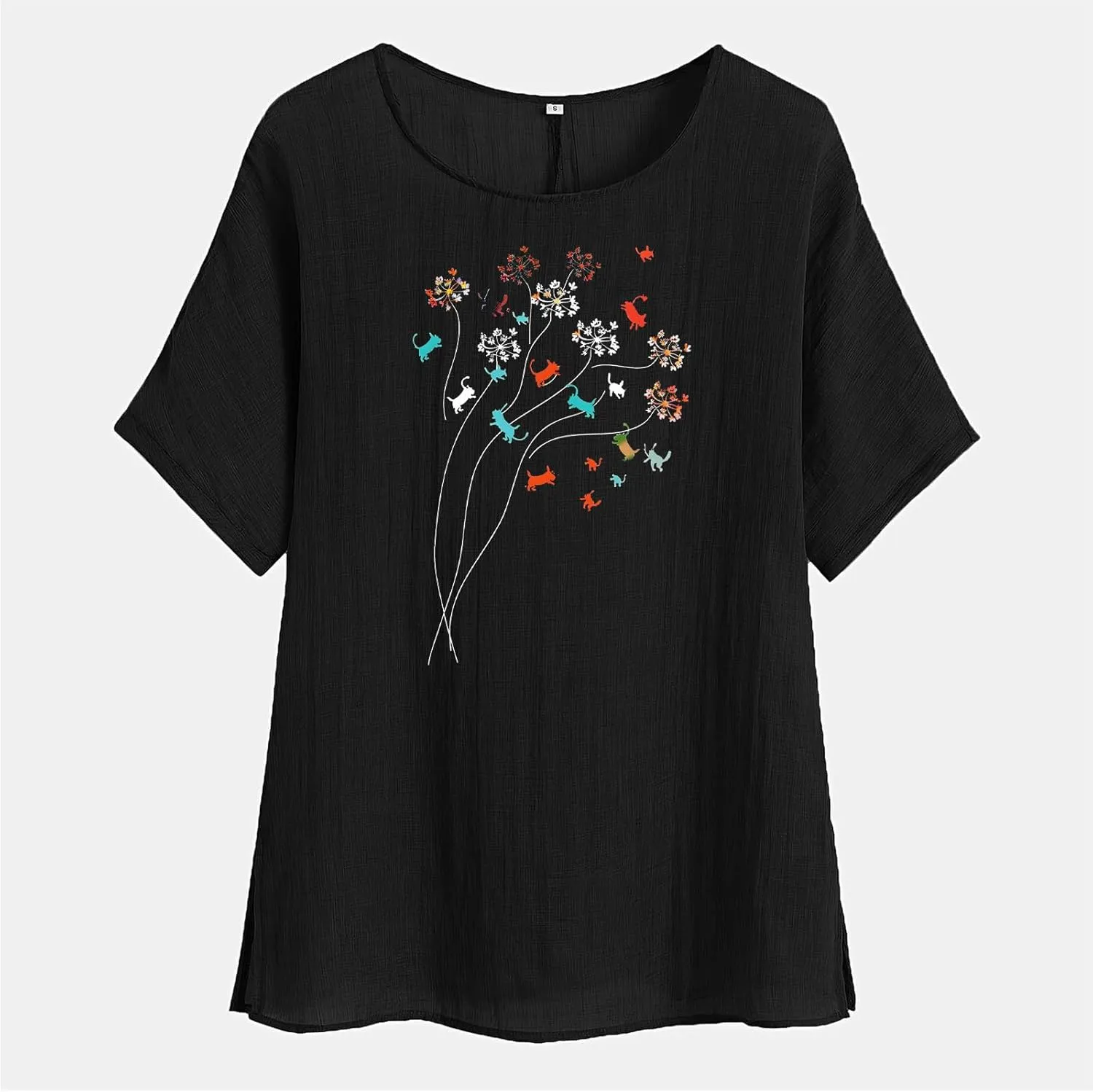 Womens Summer Tops Cotton Linen T-Shirts Trendy Dressy Butterfly Graphic Tees Short Sleeve Blouse Holiday Comfy Shirts