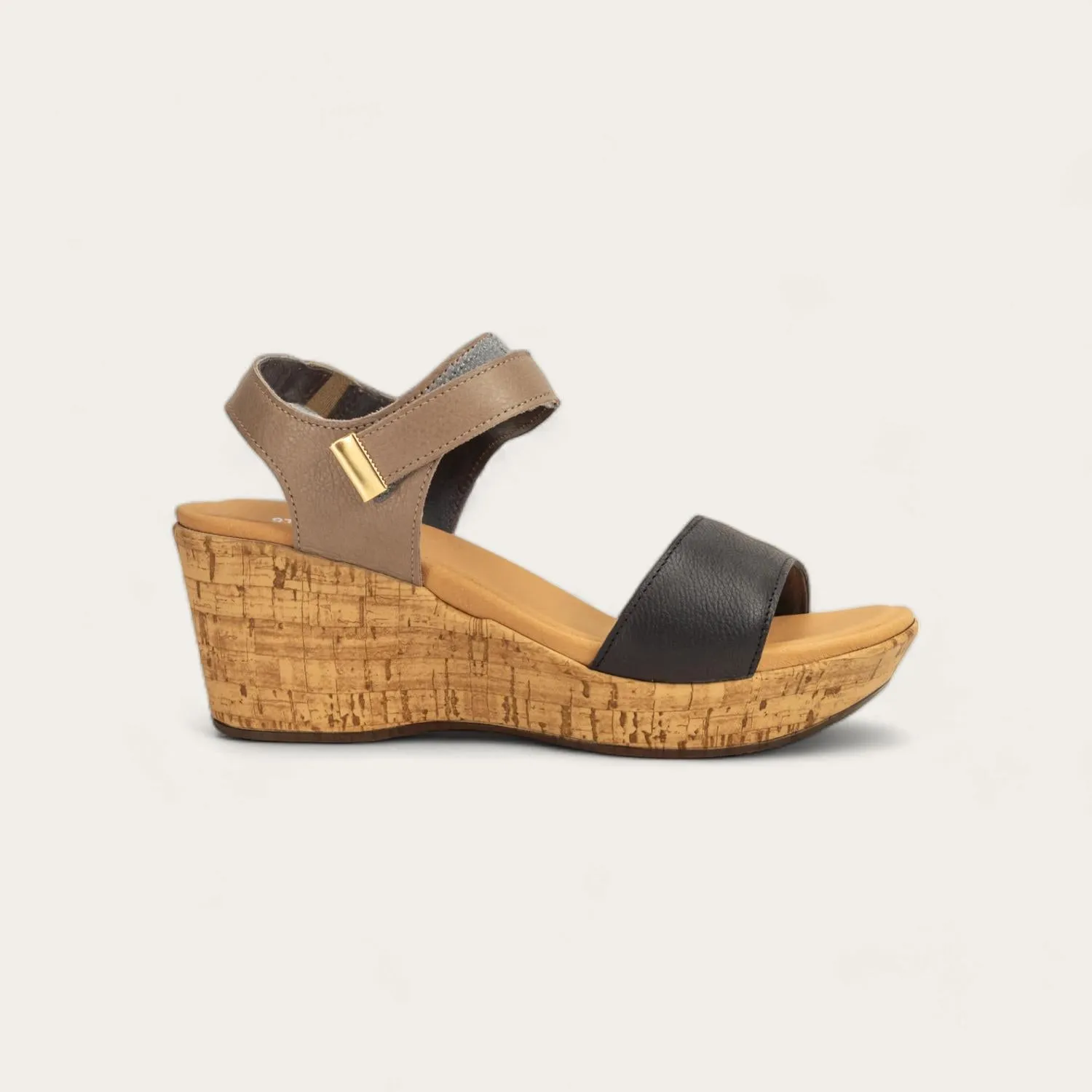 Women's Summer Wedge Heels In Black/stone Sleek Comfort