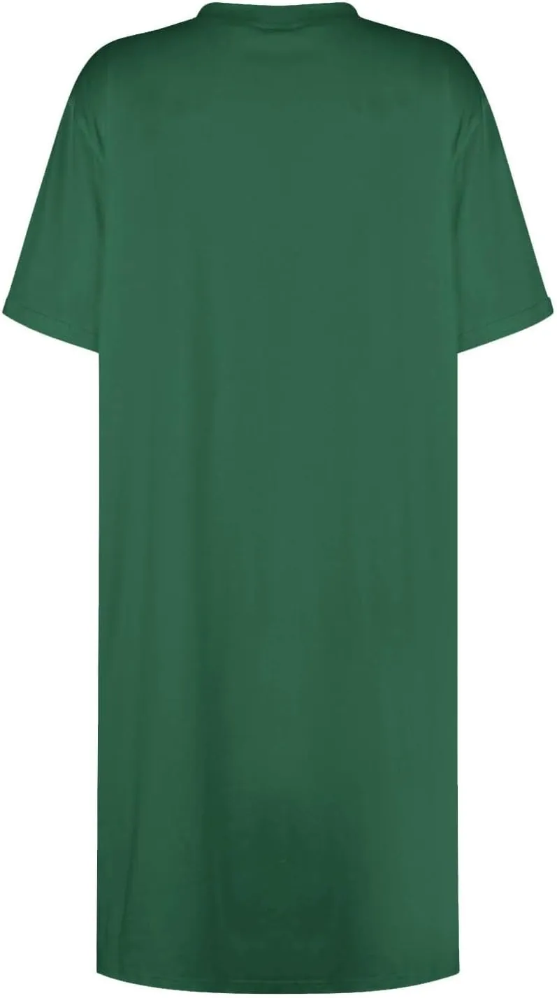 Women's Sun Dresses 2025 Vacation Summer Casual Loose Trendy Short Sleeve Round Neck Solid Color Dress, S-2XL