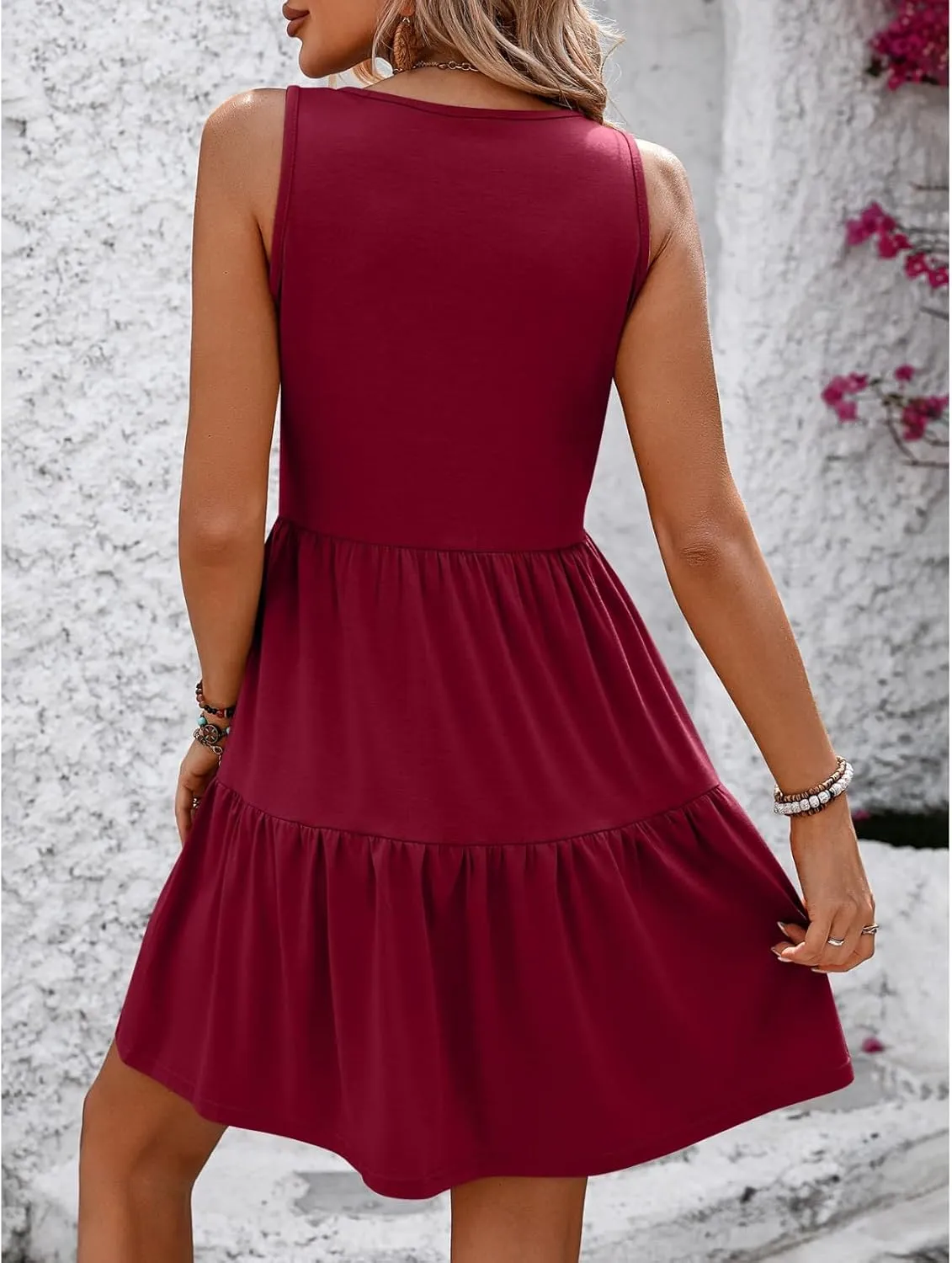 Womens Sundresses Tank Dress Summer Boho Dress Mini Dresses Party Sleeveless Solid Plain Vacation Ruched Aline Dresses