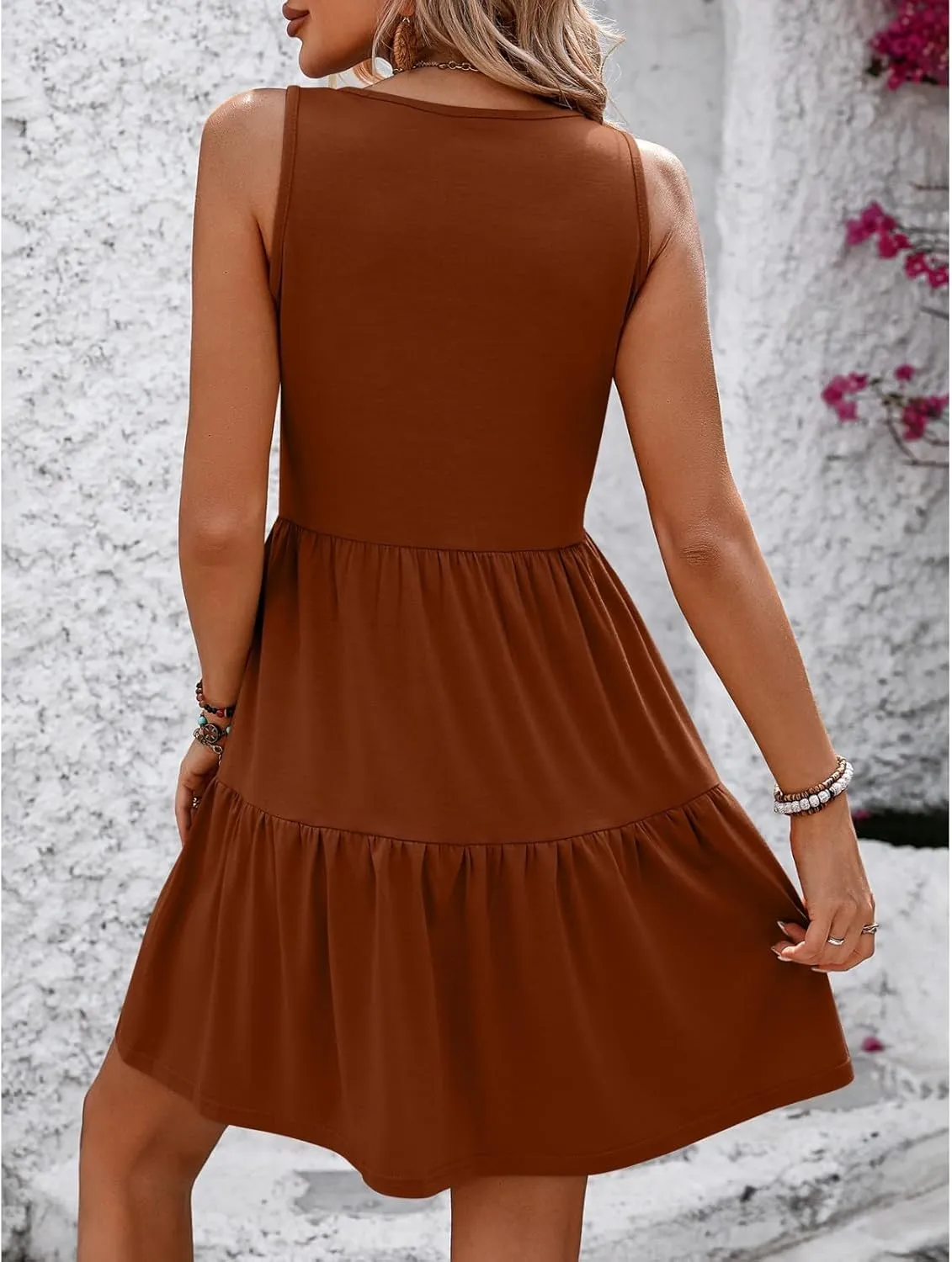 Womens Sundresses Tank Dress Summer Boho Dress Mini Dresses Party Sleeveless Solid Plain Vacation Ruched Aline Dresses
