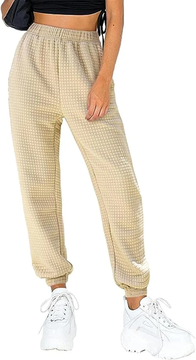 Womens Sweatpants High Waisted Athletic Joggers Drawstring Active Cinch Bottom Joggers Lounge Pants with Pockets