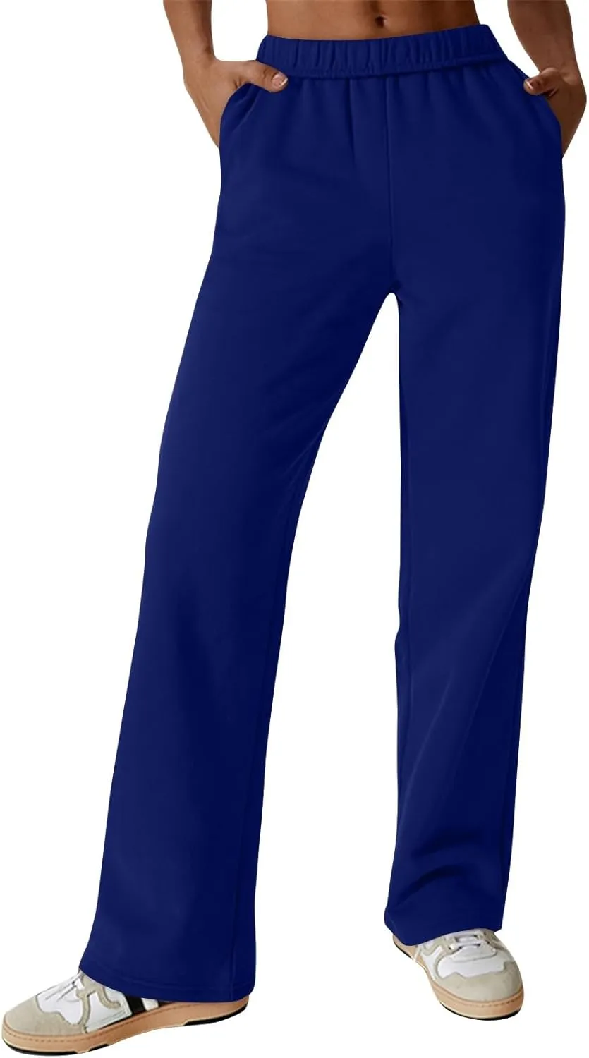 Womens Sweatpants High Waisted Baggy Elastic Waist Drawstring Straight Leg Pants Lounge Baggy Joggers with Pockets