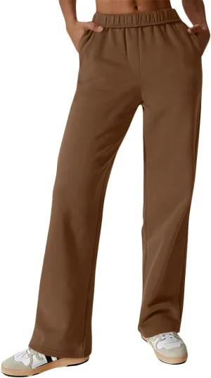 Womens Sweatpants High Waisted Baggy Elastic Waist Drawstring Straight Leg Pants Lounge Baggy Joggers with Pockets